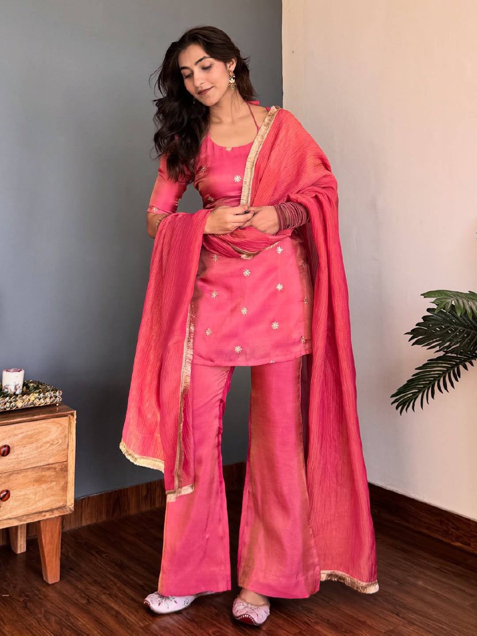 Urban Flamingo Pink Palazzo Set
